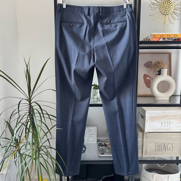 Bonobos Marzotto Tessutto Navy Wool Striped Straight Slim Dress Pants 35/ 32 - Picture 3 of 11